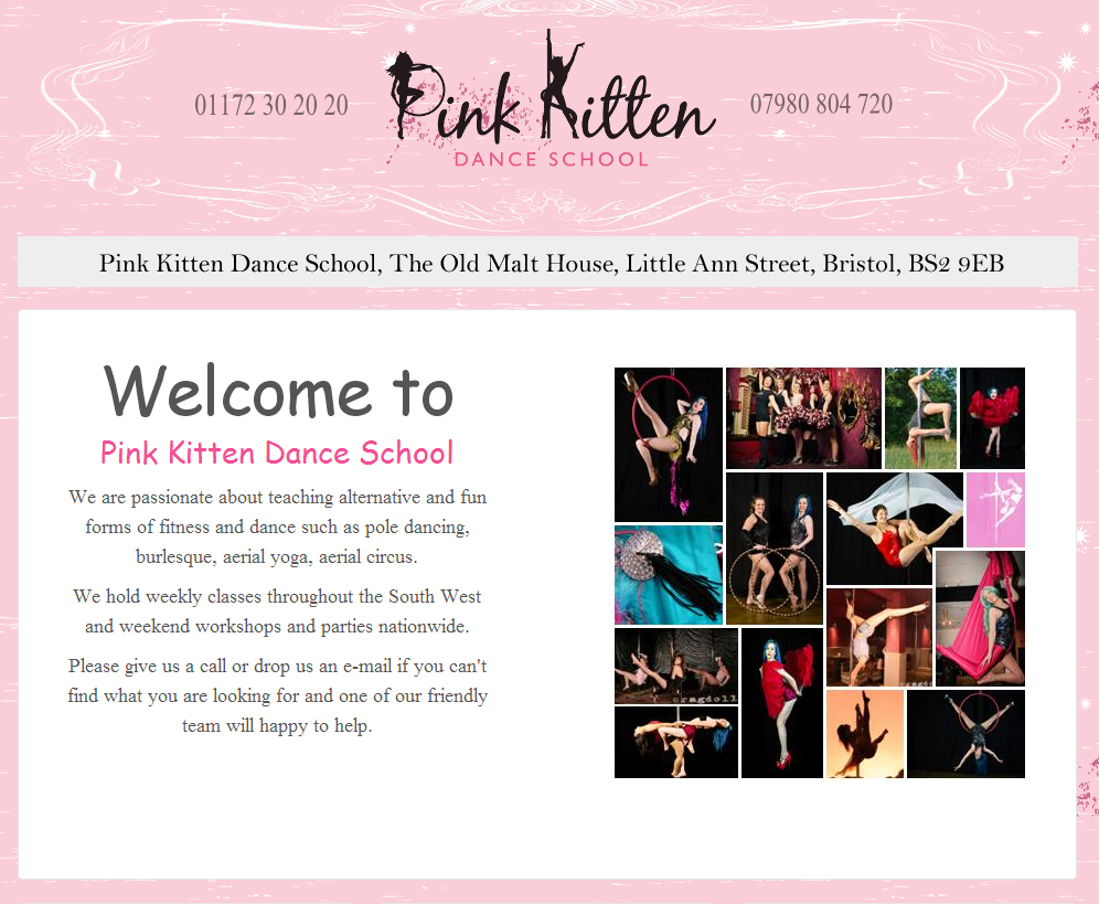 pink kitten dance school webpage
